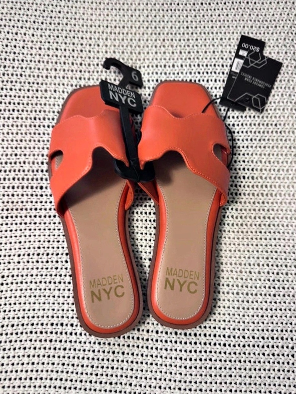 Madden NYC Orange Cutout Slide Sandals US 6 NWT